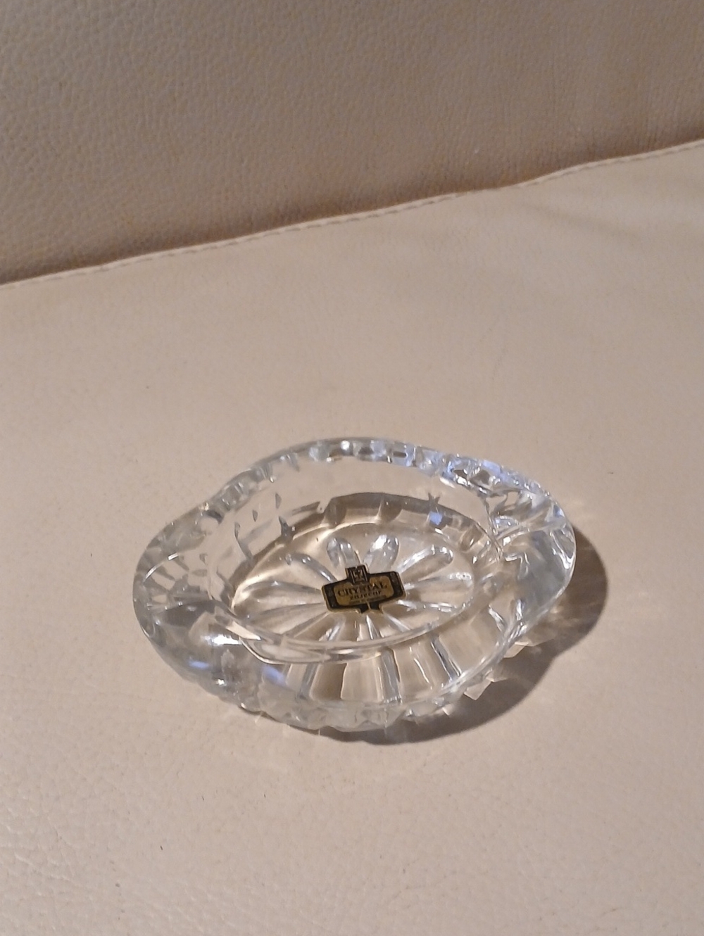 Crystal Ashtray with Gold Label - Clear